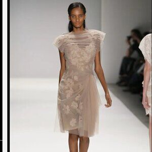 Tadashi Shoji Asymmetrical Dress in Taupe
